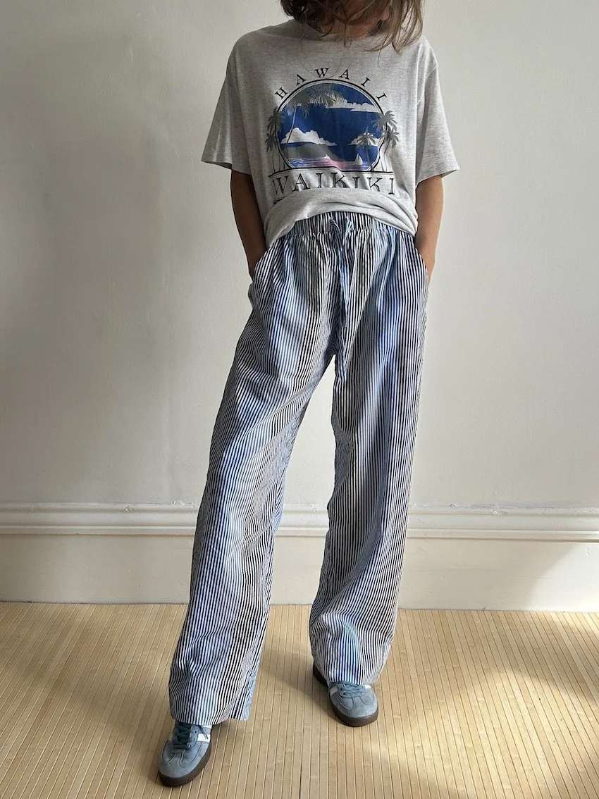 Munthe Blue Stripe Straight Leg Trousers Size 10