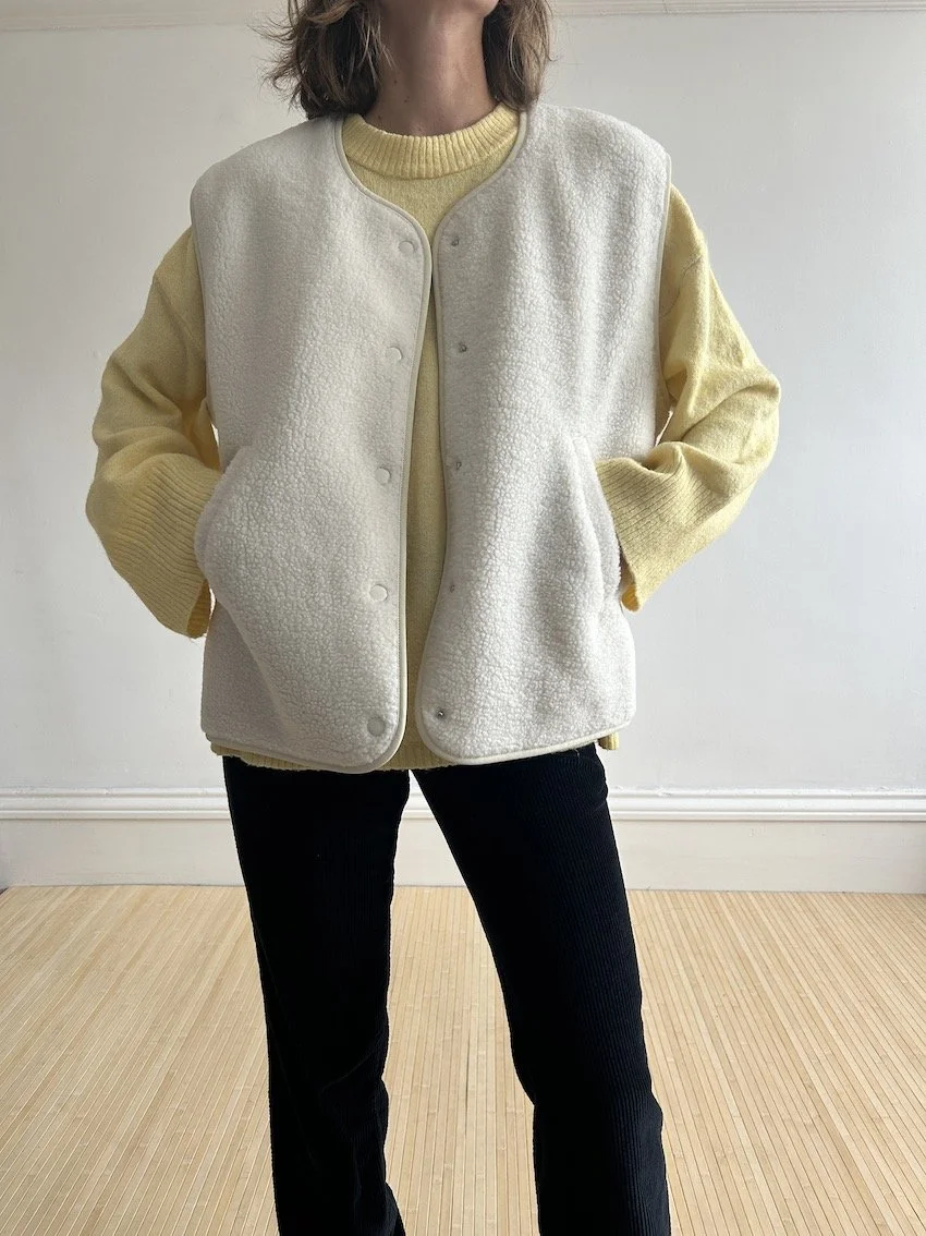 The White Company Cream Teddy Gilet Size L