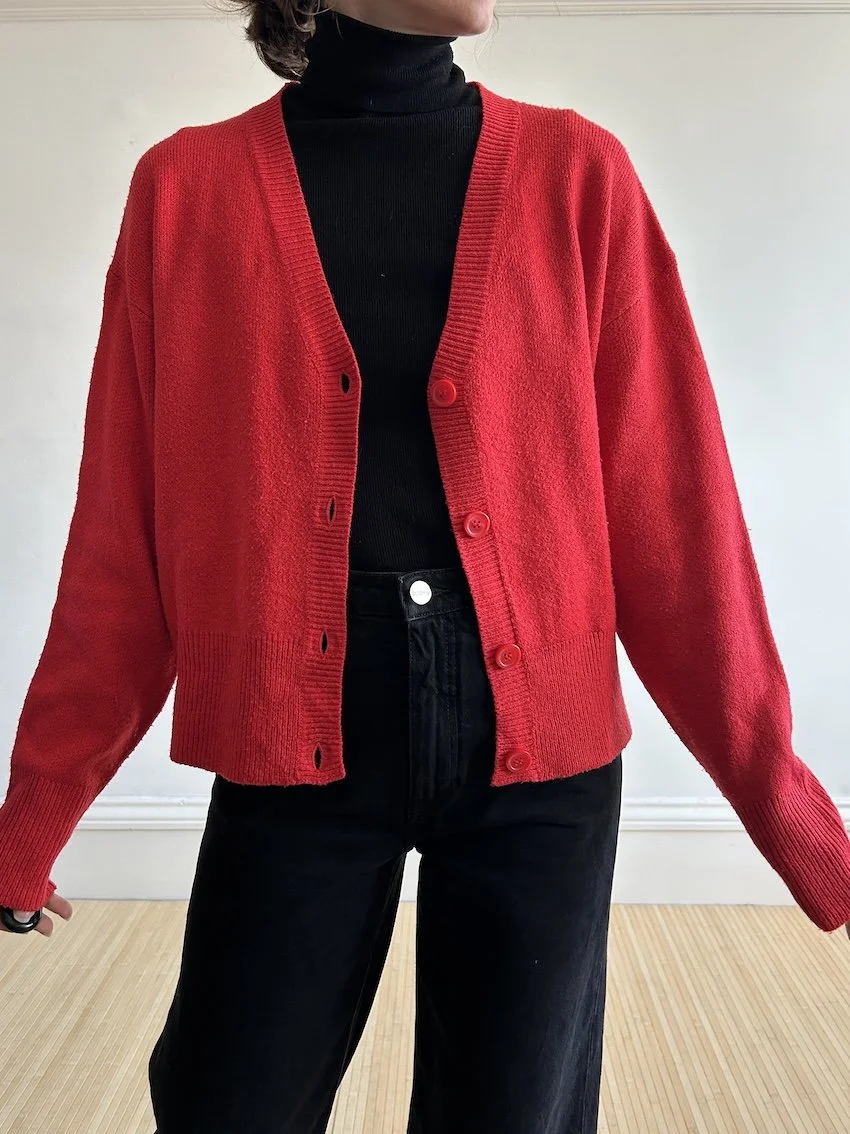 French Connection Red Cardigan Size L