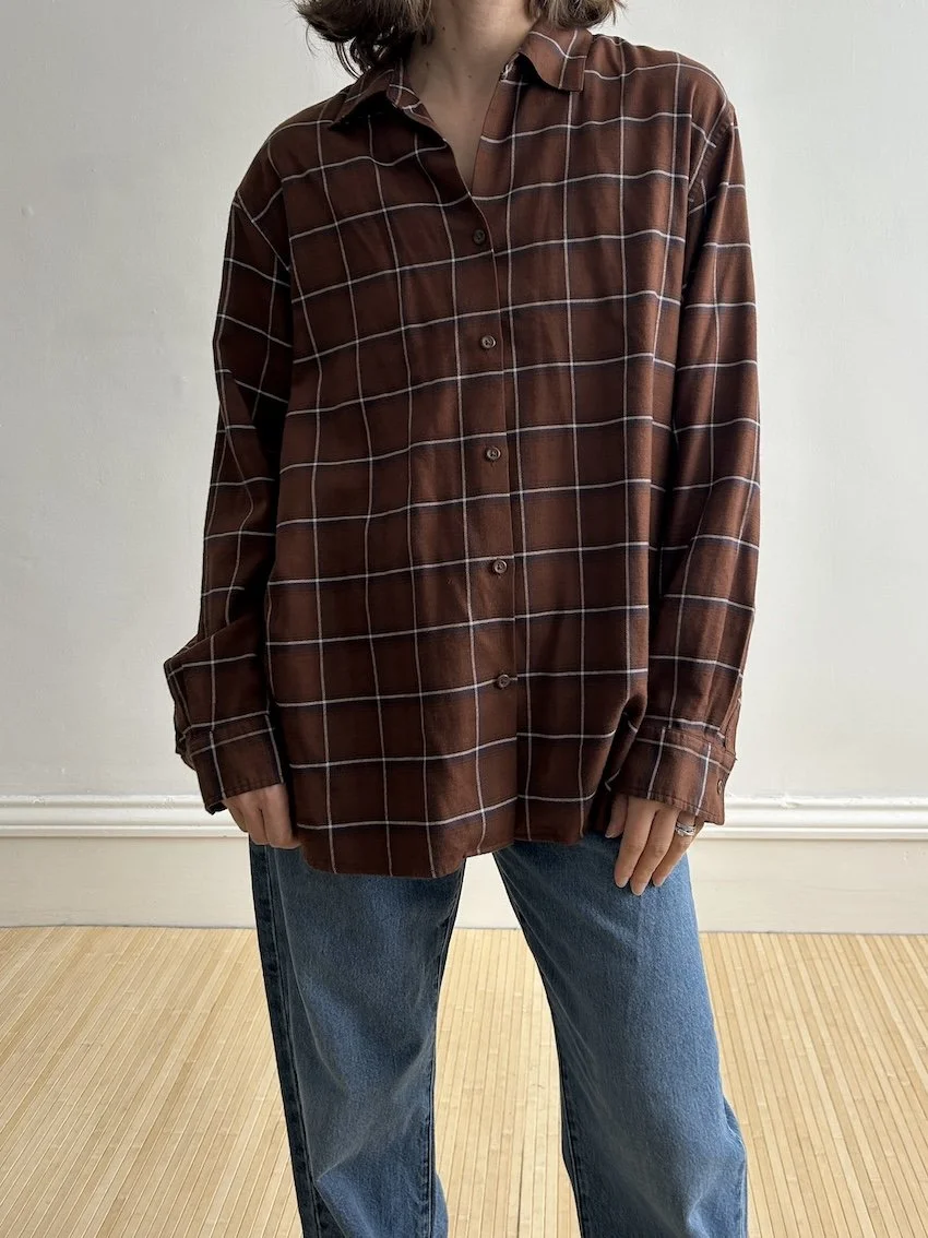 Uniqlo Brown Plaid Soft Shirt Size XL