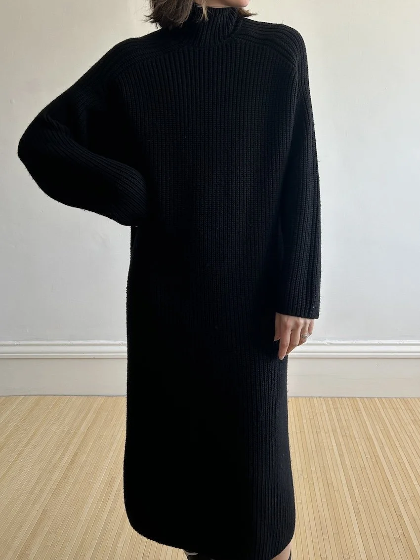 cos long wool knitted dress Black 100% Chunky Knit Midi Size S — Stae Store 250-300