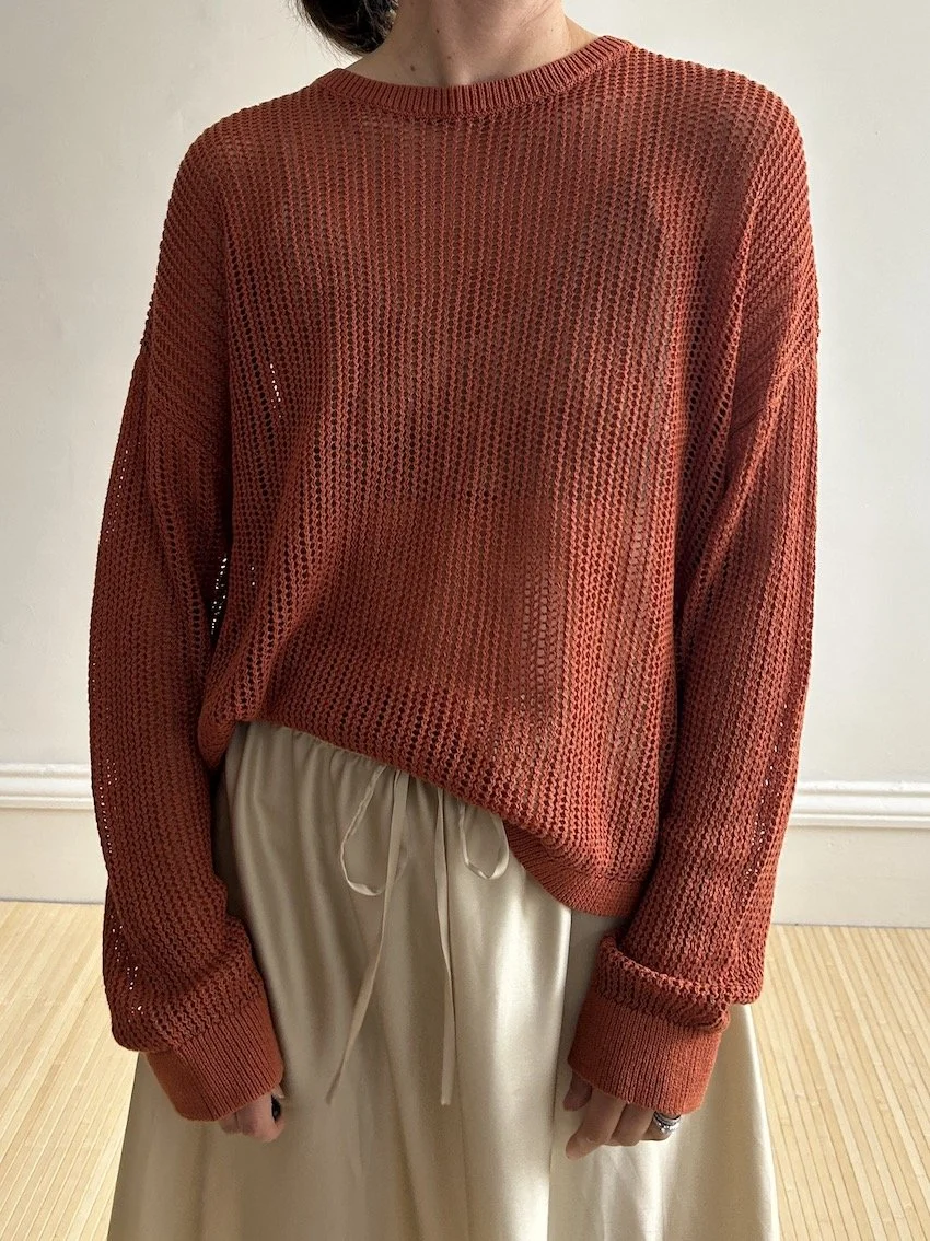 Uniqlo Terracotta Open Knit Jumper Size XL