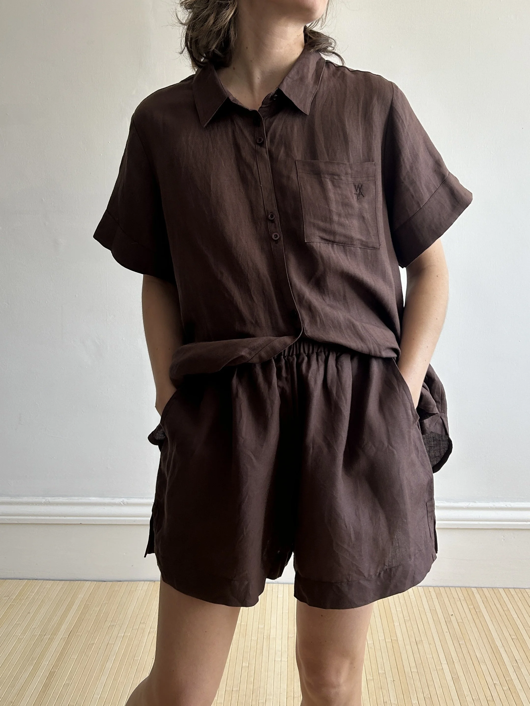 Wat The Brand Brown Linen Shorts Size 12