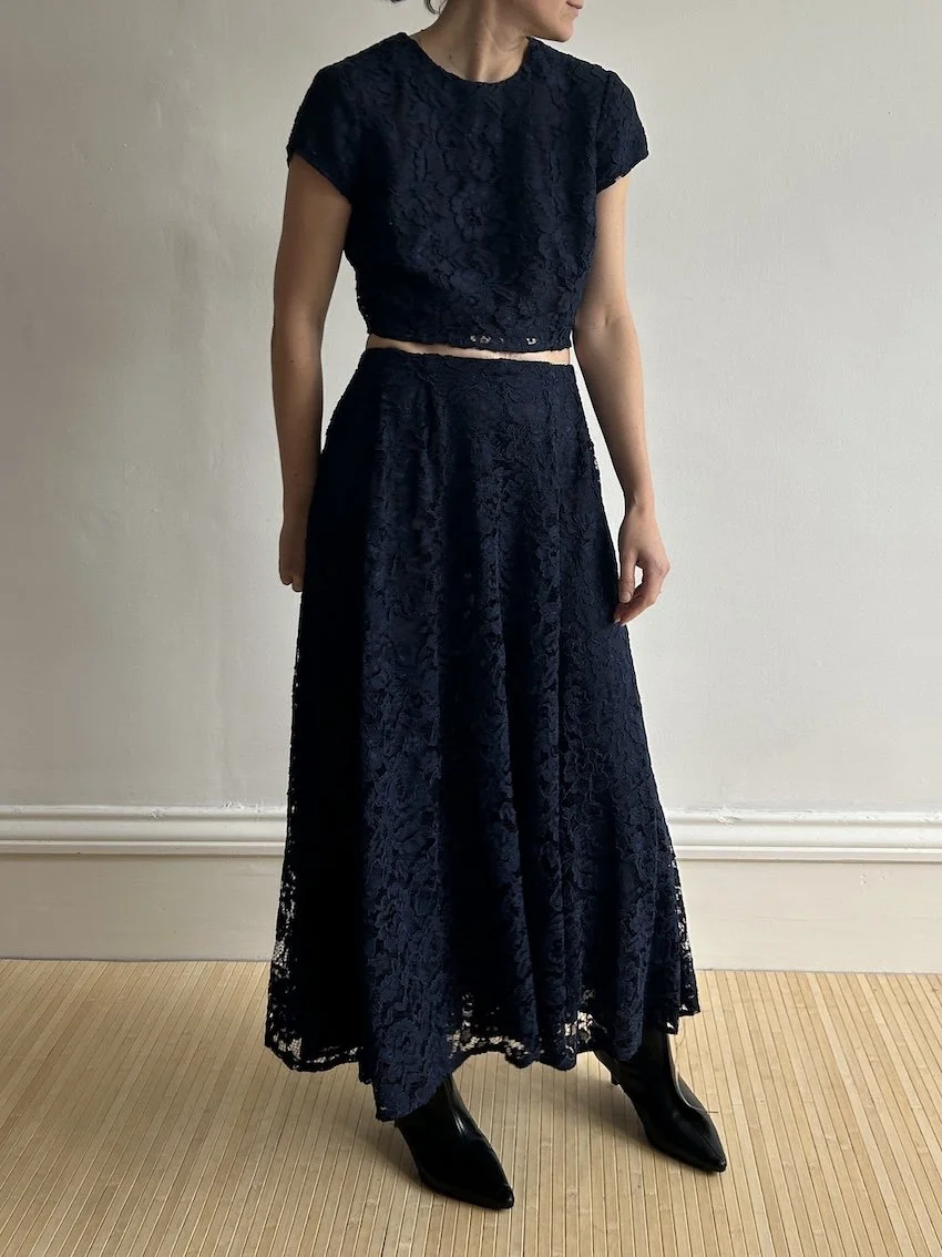 Reformation Navy Lace Two-Piece Dress Size 10