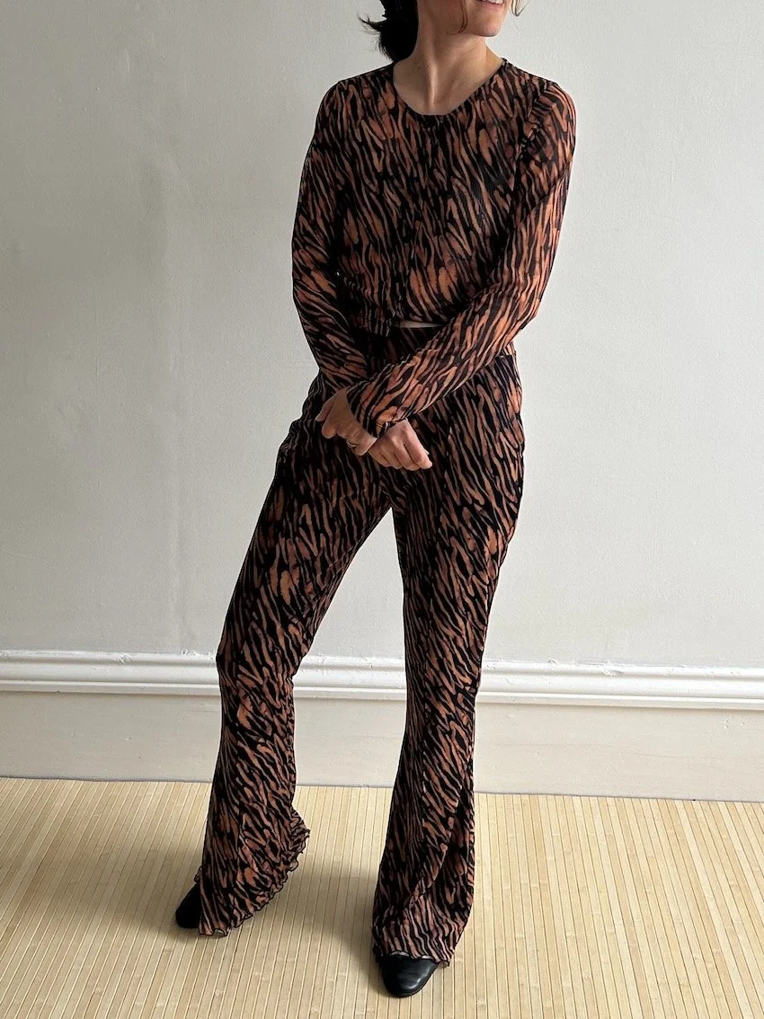 Animal Print Mesh Trousers Size 10