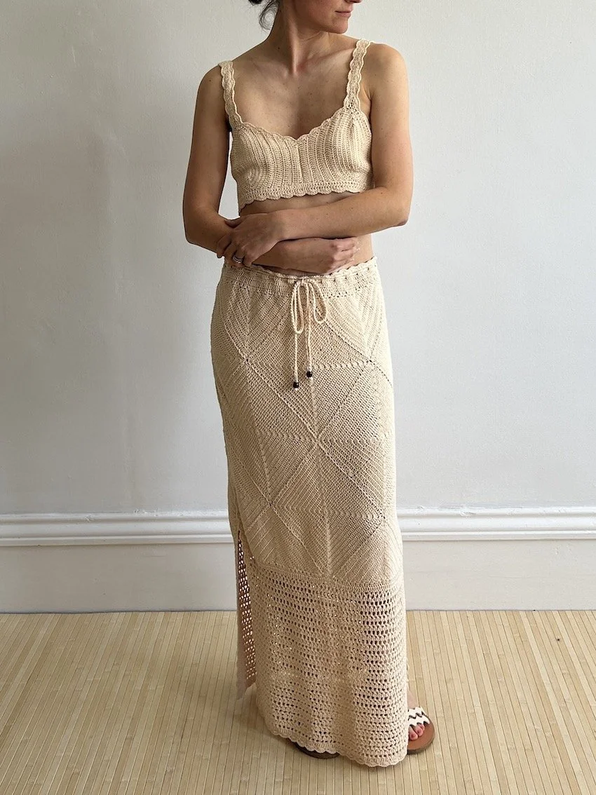 Spell Cream Knitted Maxi Skirt Size L