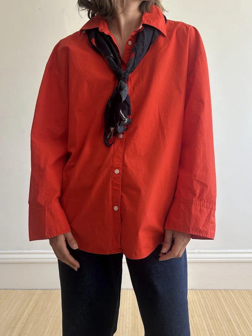 Arket Coral Red Cotton Shirt Size 10