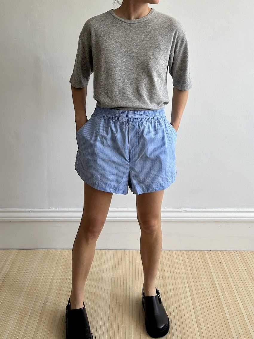 Zara Blue Stripe Cotton Shorts Size XL