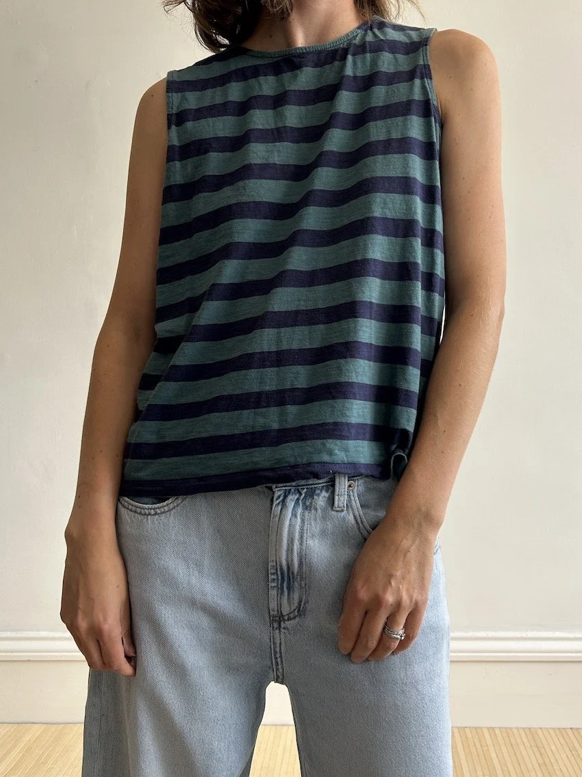 Toast Navy And Green Stripe Top Size S