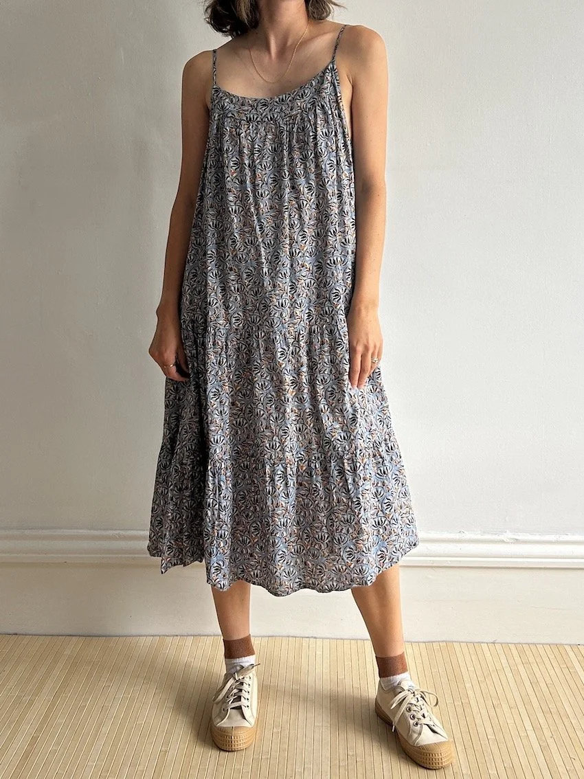 By Iris Metallic Tiered Strappy Dress Size M