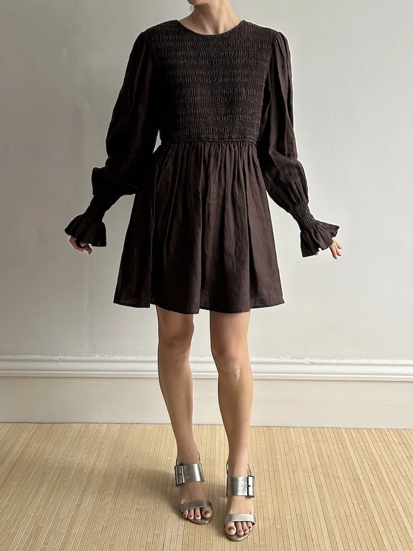 Dissh Brown Smocked Mini Dress Size 12