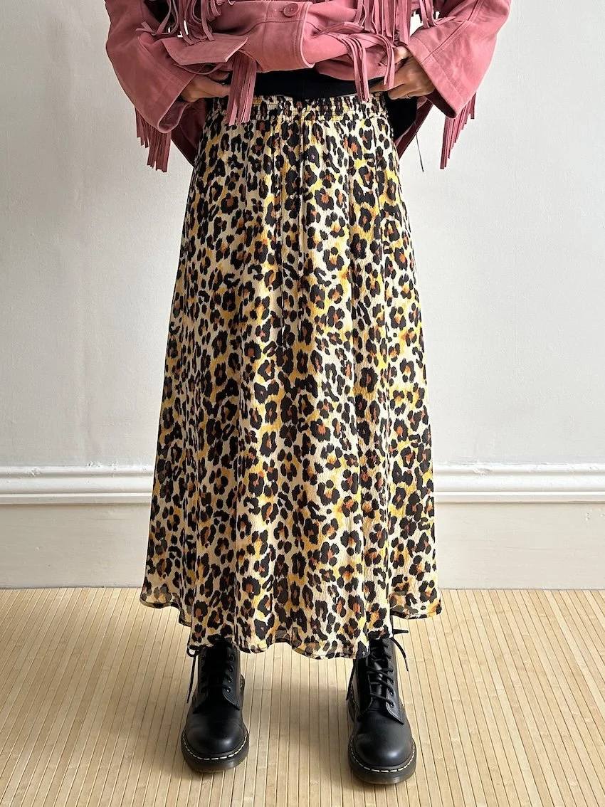 Essential Antwerp Floaty Leopard Print Midi Skirt Size 10