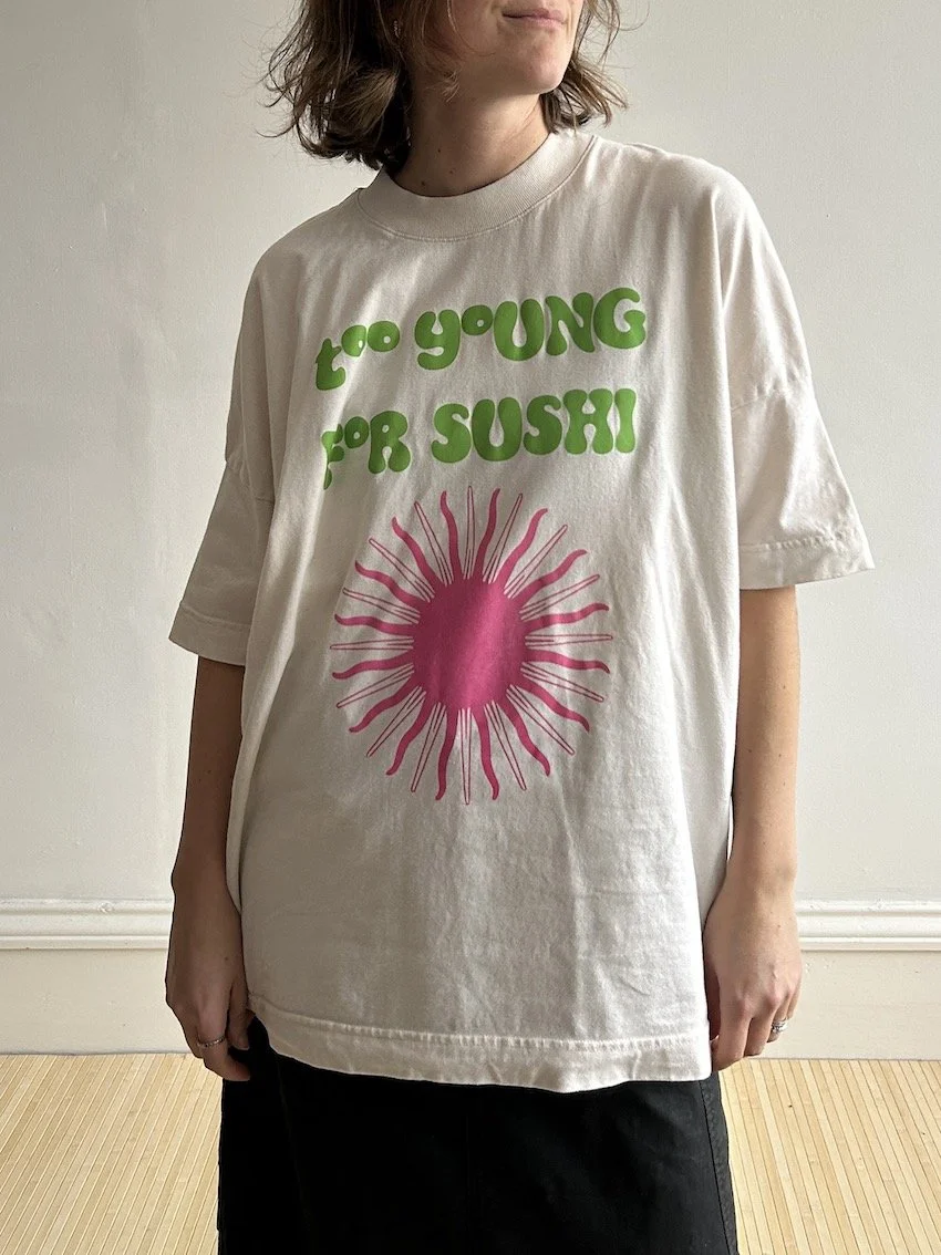 Too Young For Sushi Oversized Tee Size L