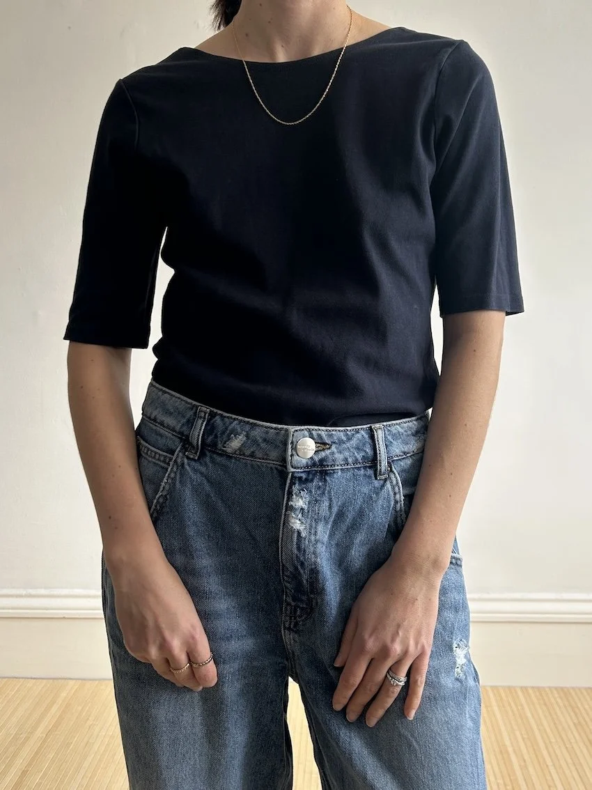 Whistles Navy Thick Jersey Low Back Top Size 10