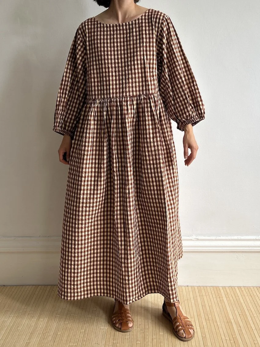Beyond Nine Berlin Tan Seersucker Midi Dress Size M