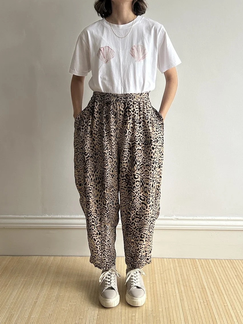 Beyond Nine Leopard Print Cupro Mabel Trousers Size M