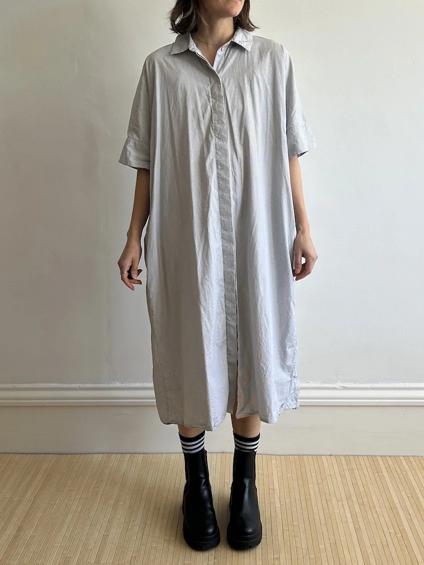 Cos Pinstripe Cotton Midi Dress Size M