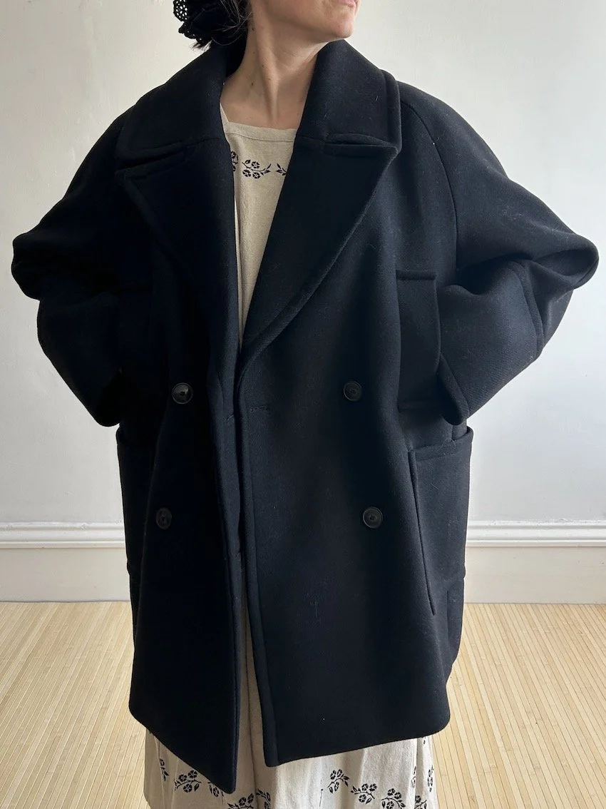 Sézane Black Sacha Wool Coat Size 16
