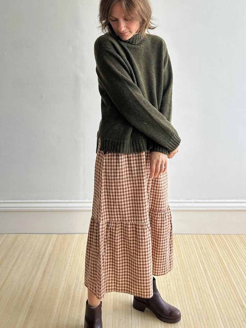 Sideline Gingham Midi Skirt Size M