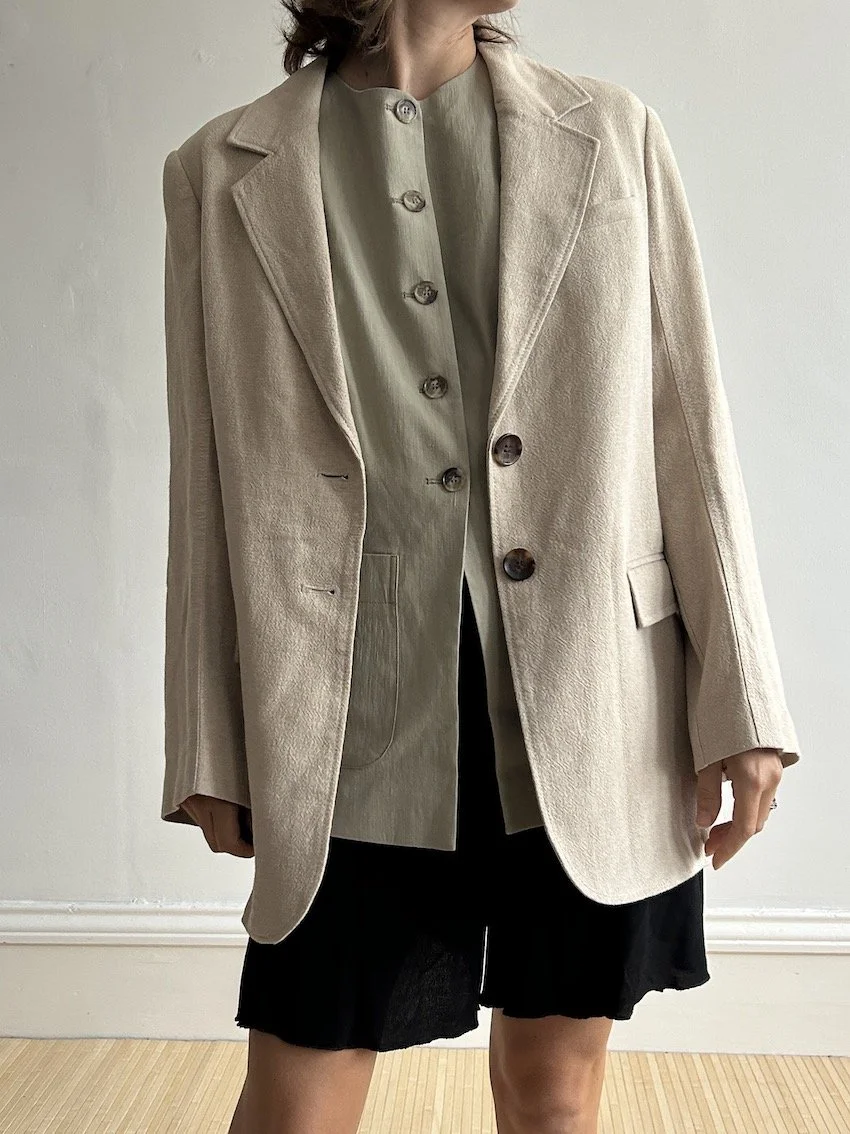 H&M Beige Linen Blazer Size 10