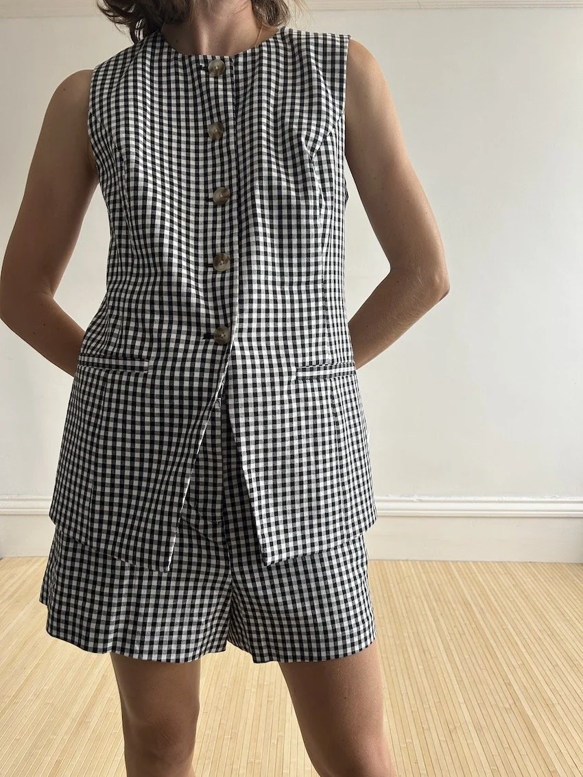 Nobody’s Child Monochrome Gingham Waistcoat Size 12