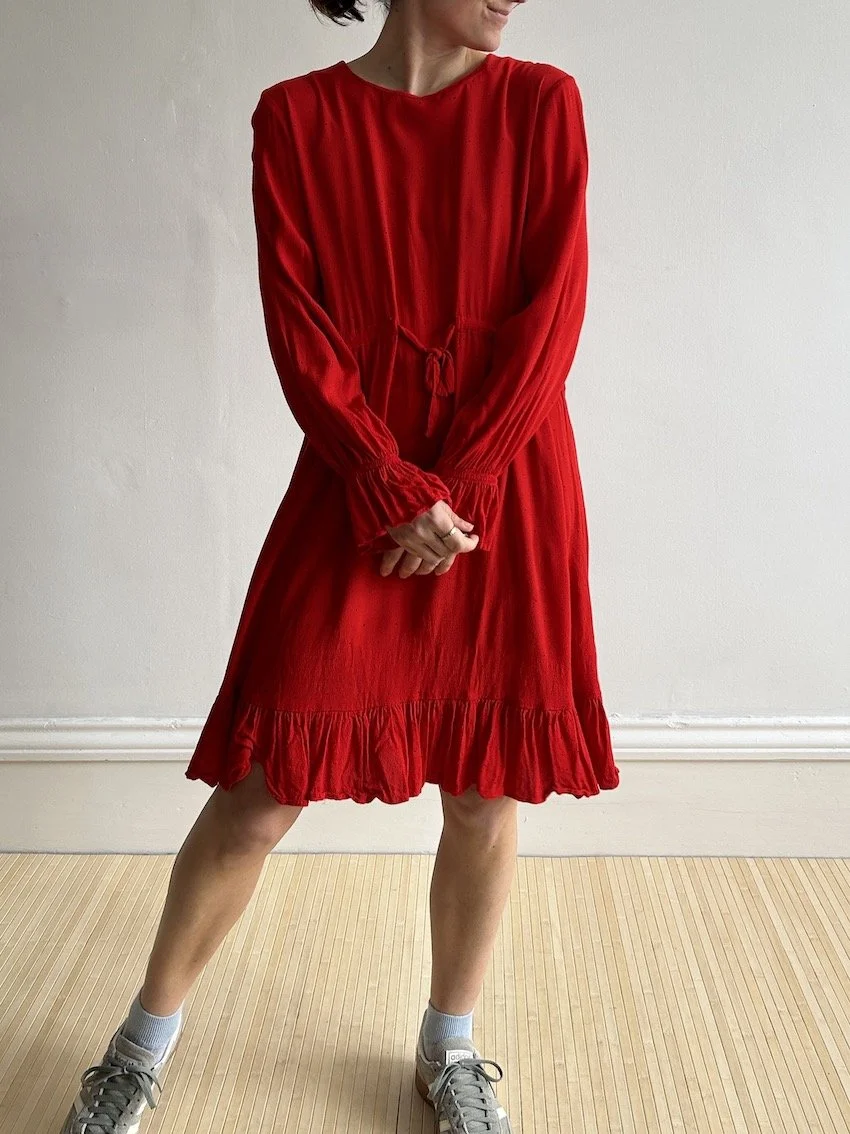 & Other Stories Red Polka Dot Mini Dress Size 12