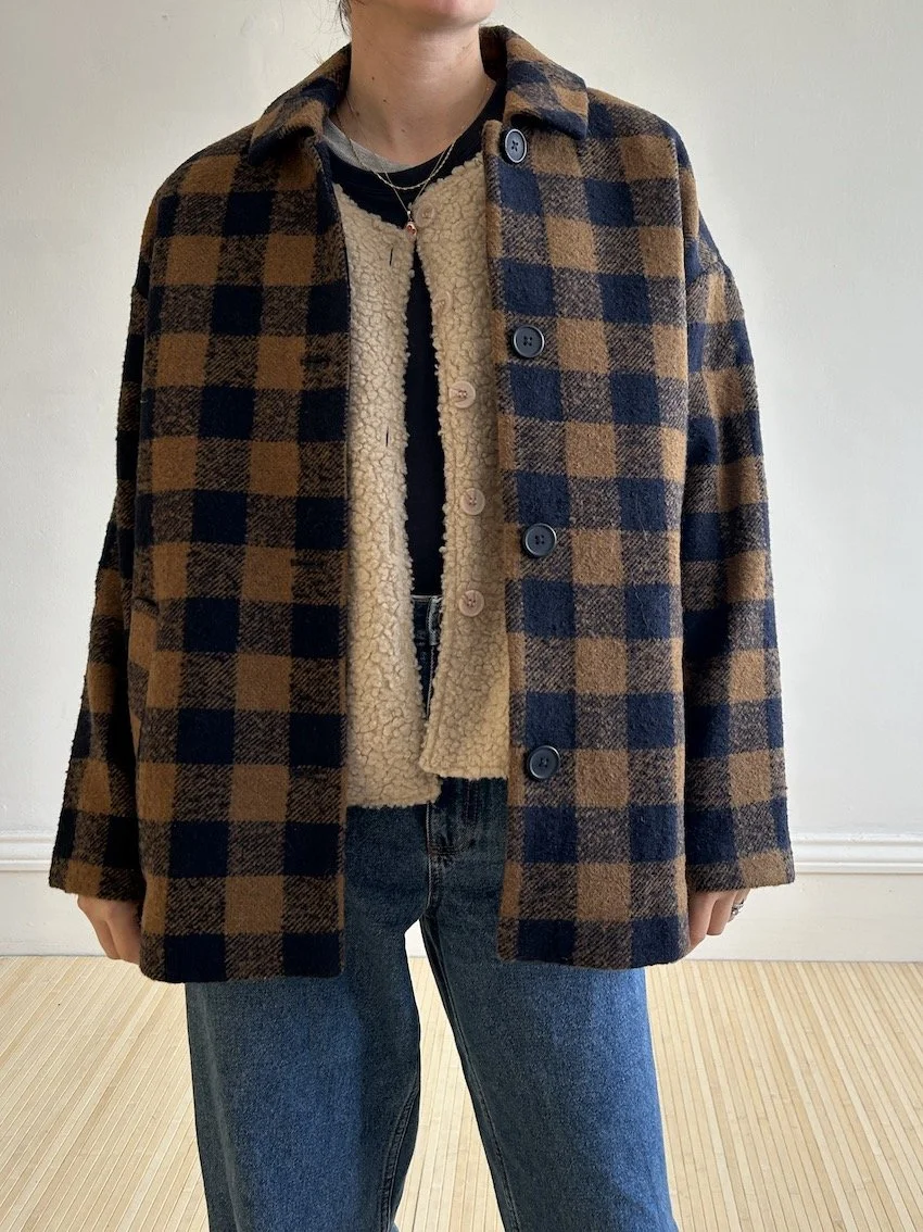 Sea Salt Navy & Brown Gingham Jacket Size 14