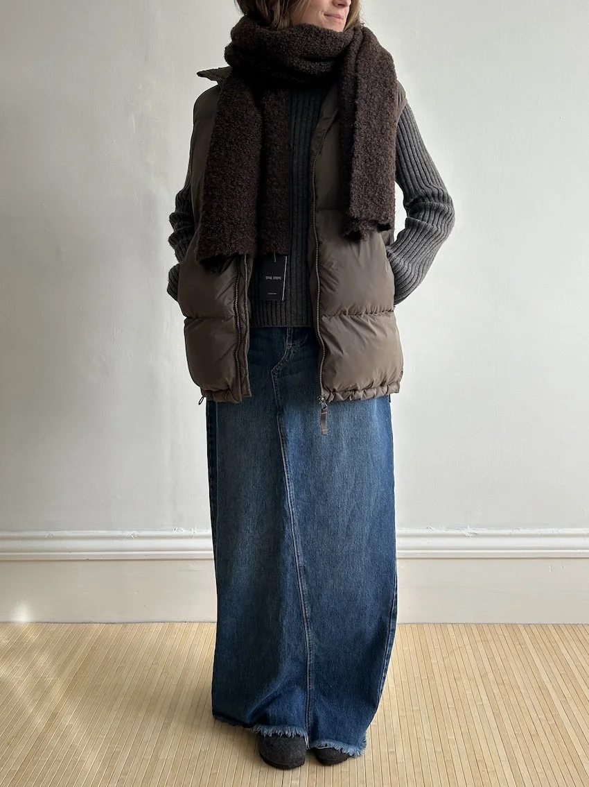 Brown Boucle Wool Scarf