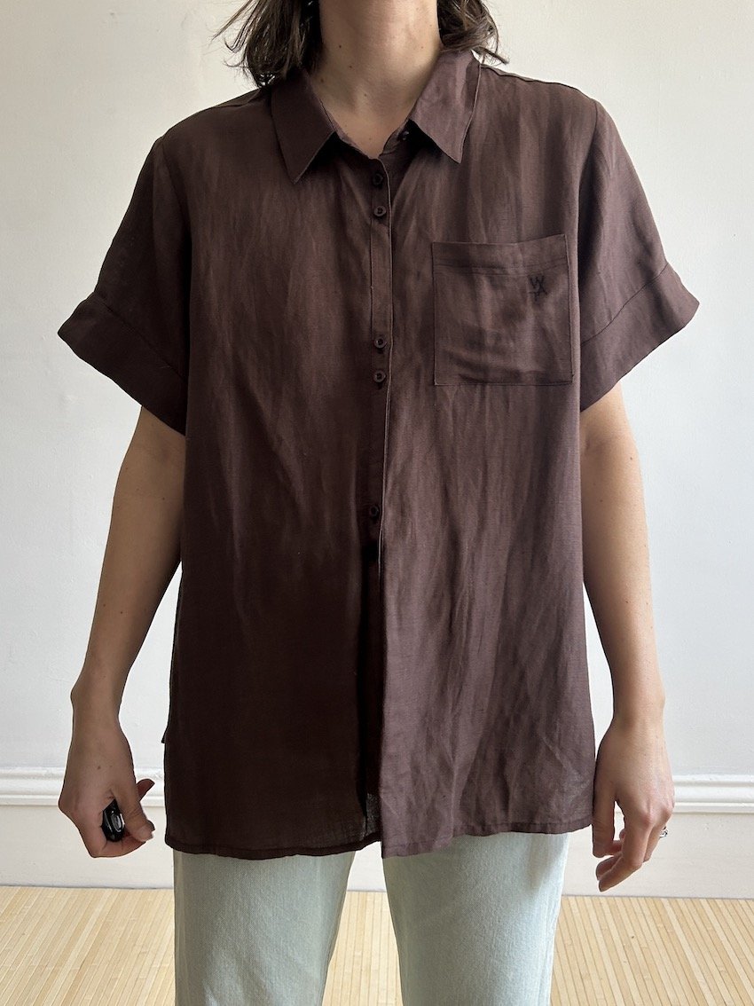 Wat The Brand Brown Linen Oversized Shirt Size 12