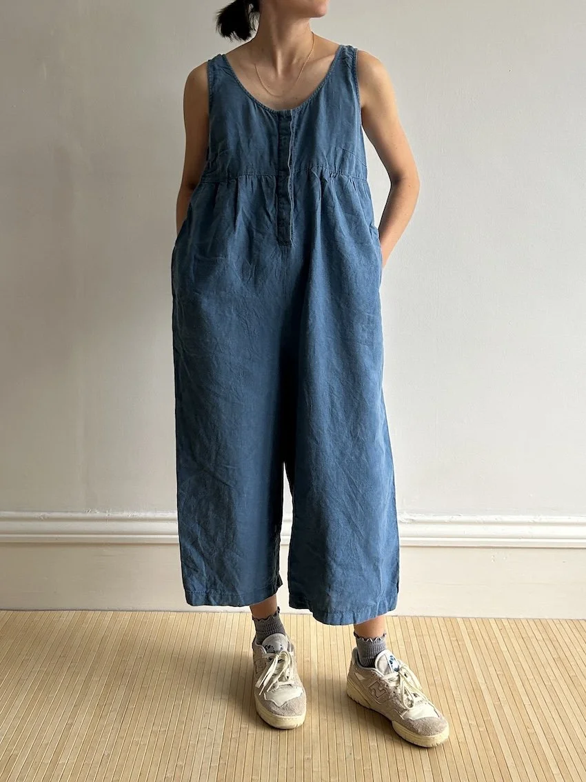 Beyond Nine Cornflower Blue Linen Jumpsuit Size XS