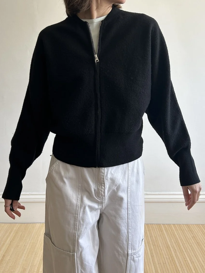 Cos Black 100% Wool Zip Jumper Size S