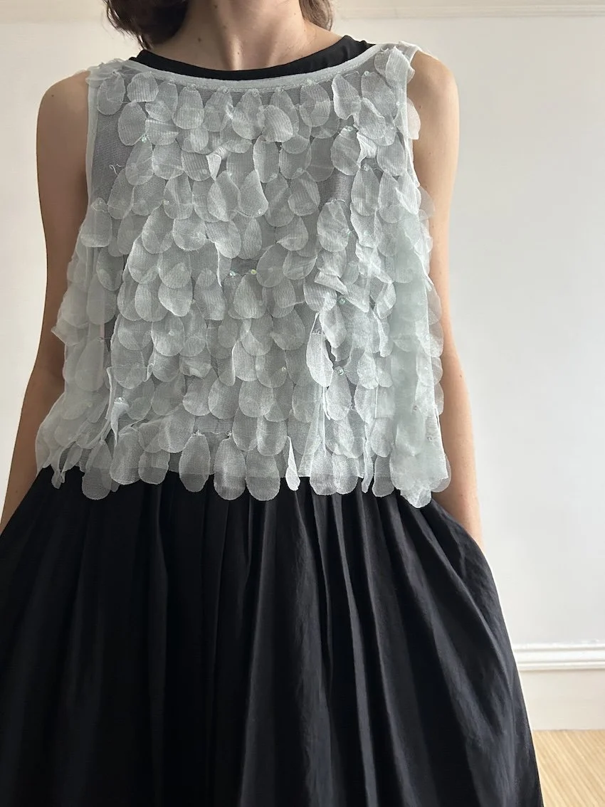 Topshop Light Blue Tulle Sequin Top Size 10