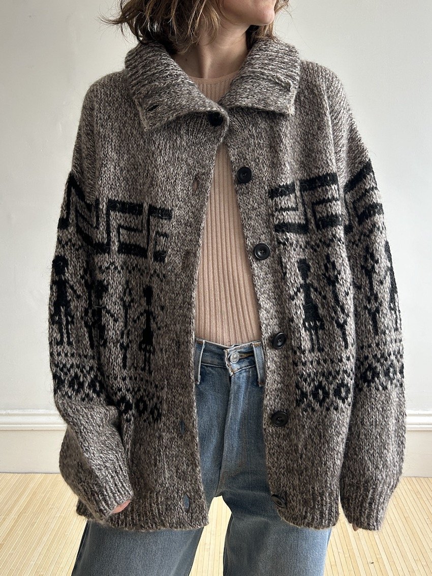 Hod Grey/Brown Knitted Cardigan Size L