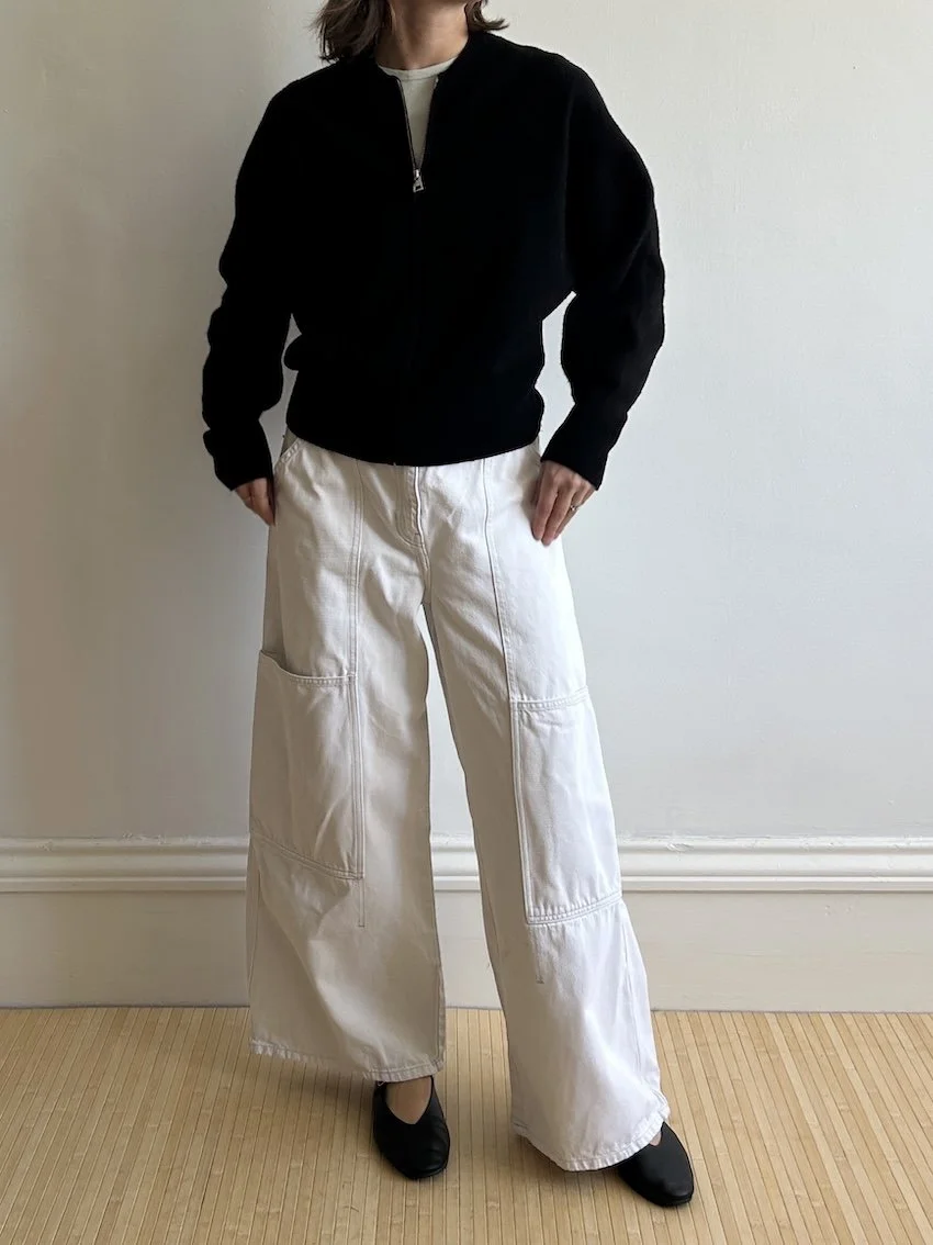 Weekday Washed White Wide Leg Jeans Size 12