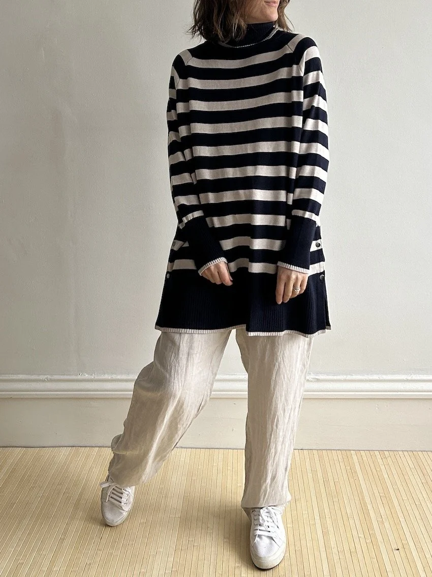 Seraphine Roll Neck Stripe Long Jumper Size L