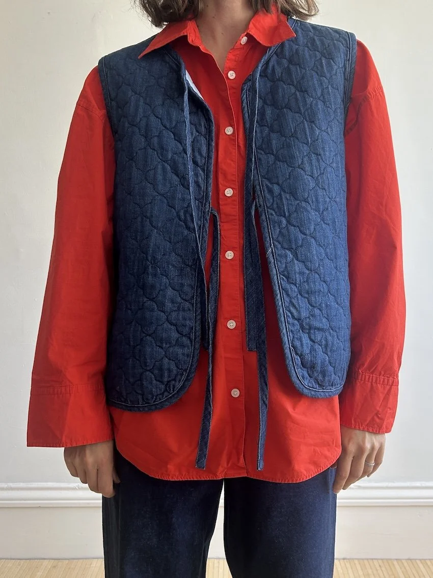 Damson Madder Denim Quilted Gilet Size 14
