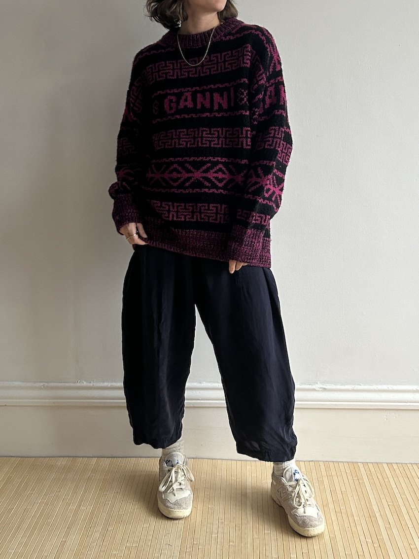 Beyond Nine Navy Cupro Mabel Trousers Size S