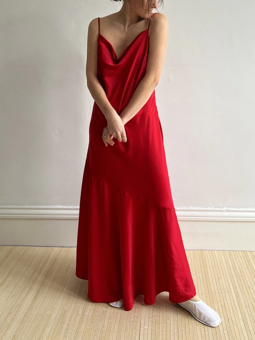 YAS Red Satin Strap Maxi Dress Size XXL
