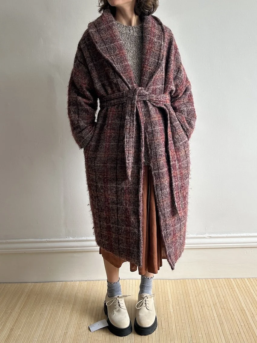 What Mother Made Fluffy Check Coat Size S