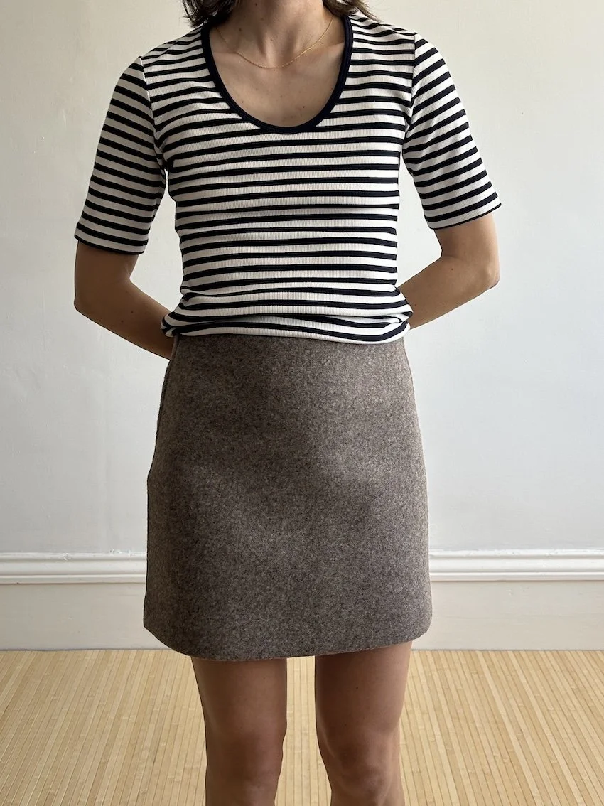 Cos Greige Wool Mini Skirt Size XS