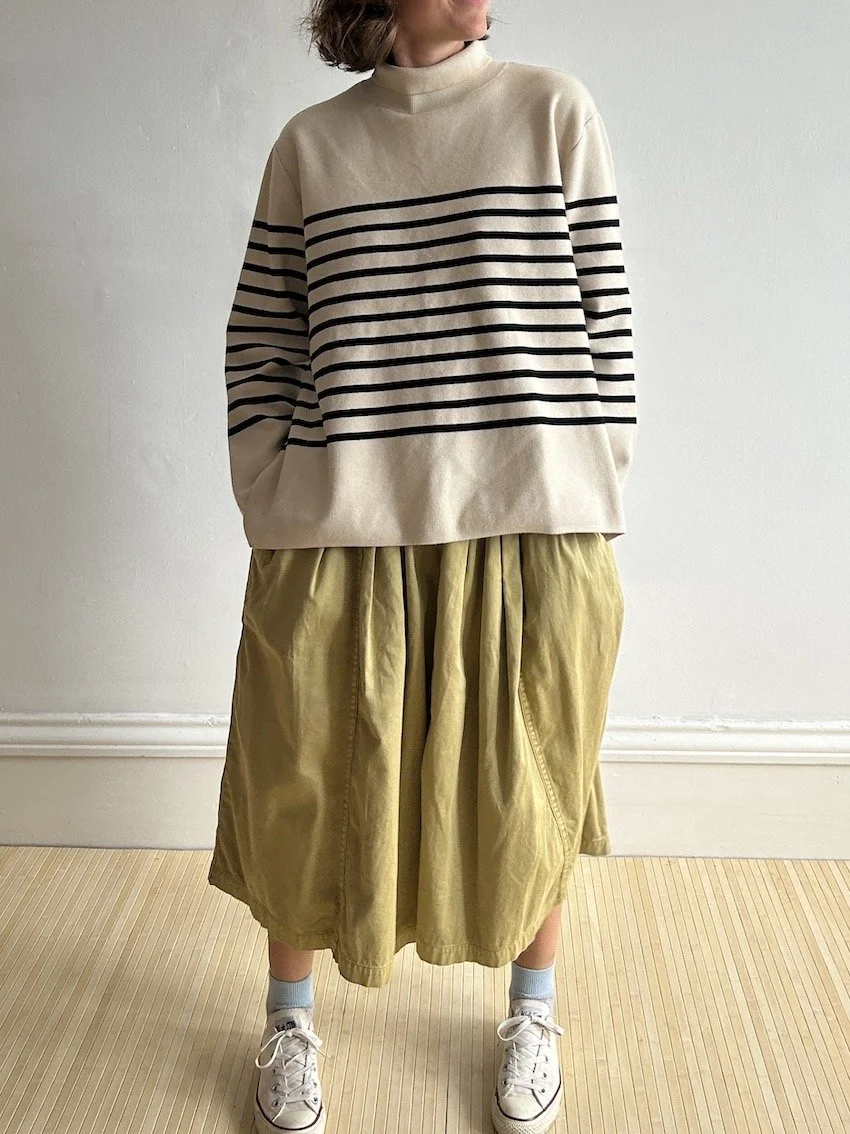 Toast Yellow Cotton Twill Midi Skirt Size 10