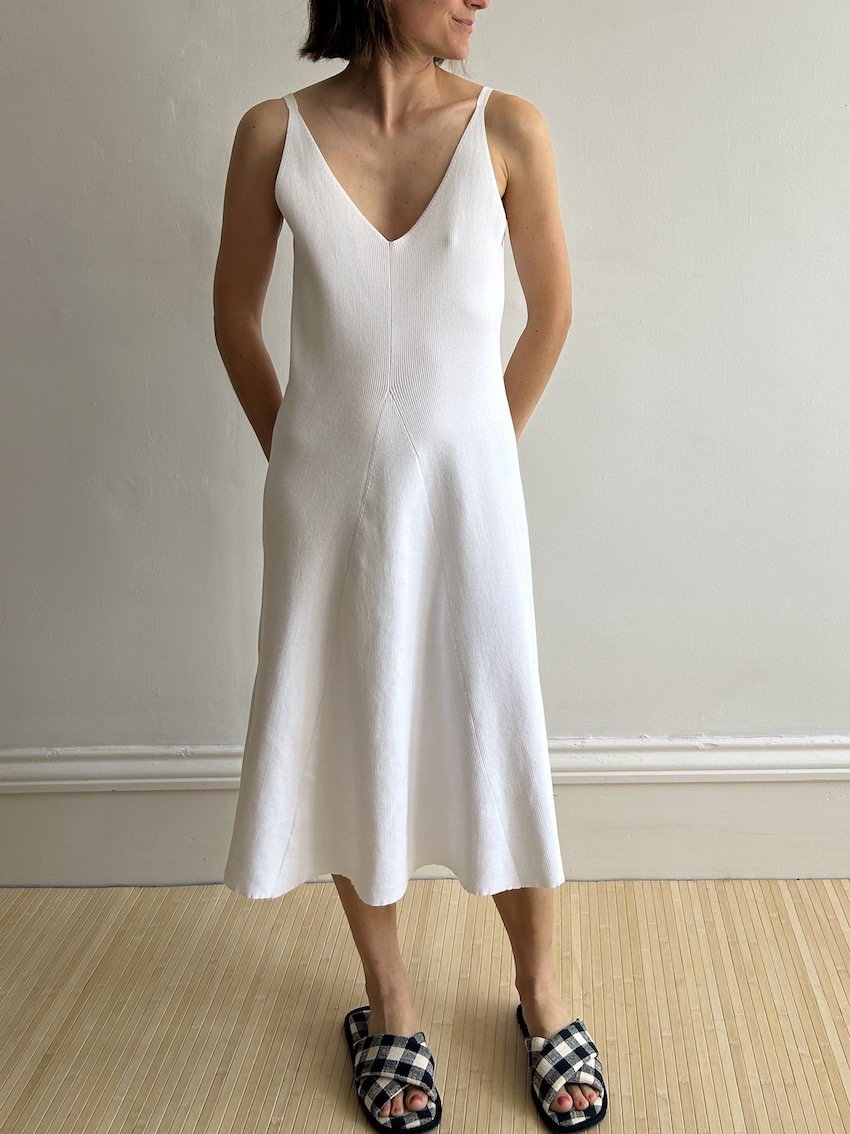 Tomorrowland White Ribbed Stretch Slip Dress Size S