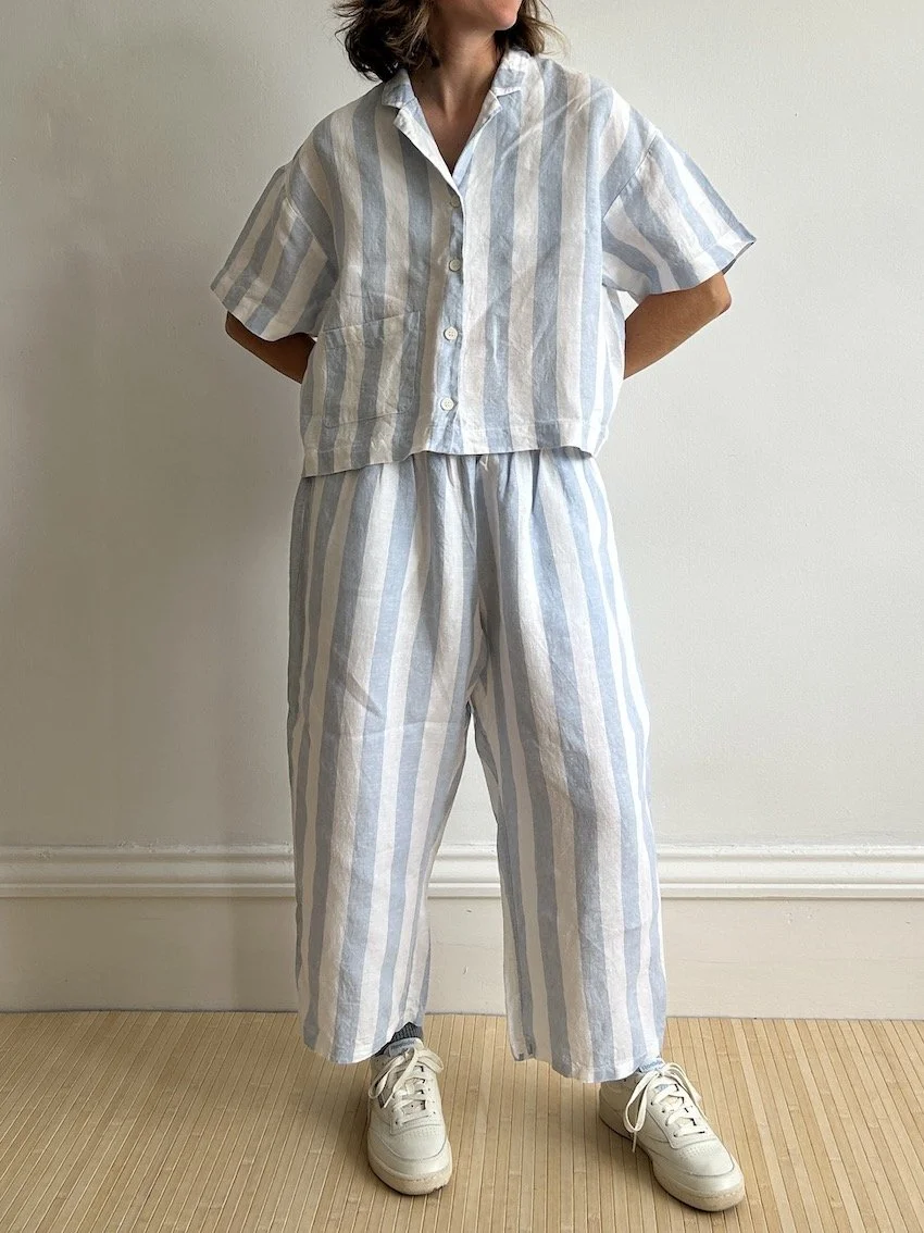 Beyond Nine Stripe Linen PJ Trousers Size L