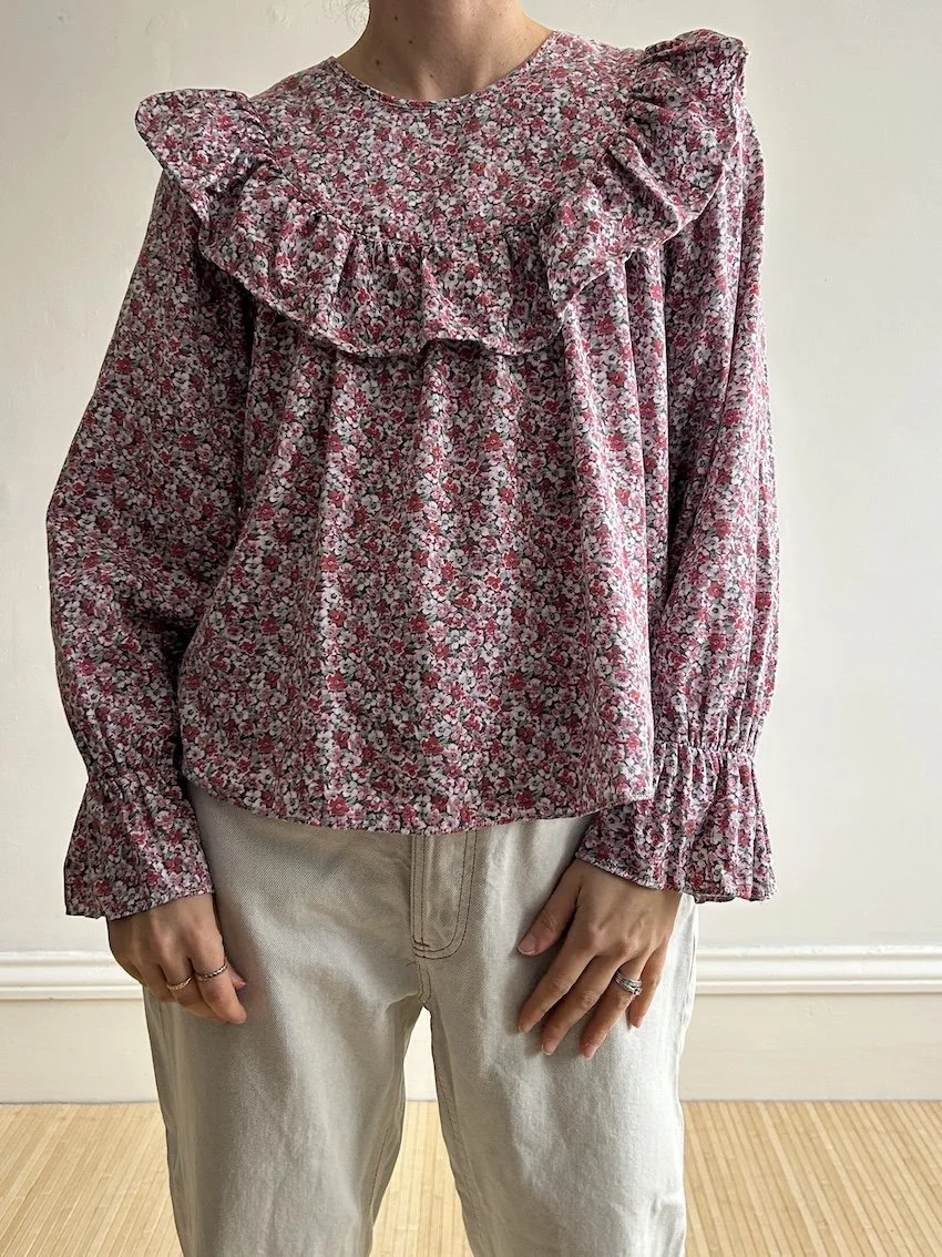 & Other Stories Frill Floral Blouse Size S