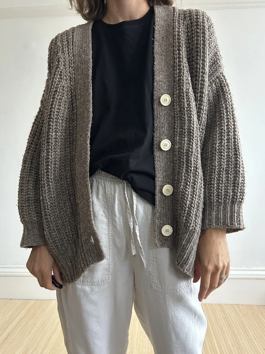 Babaà Brown Chunky Knit Cardigan One Size
