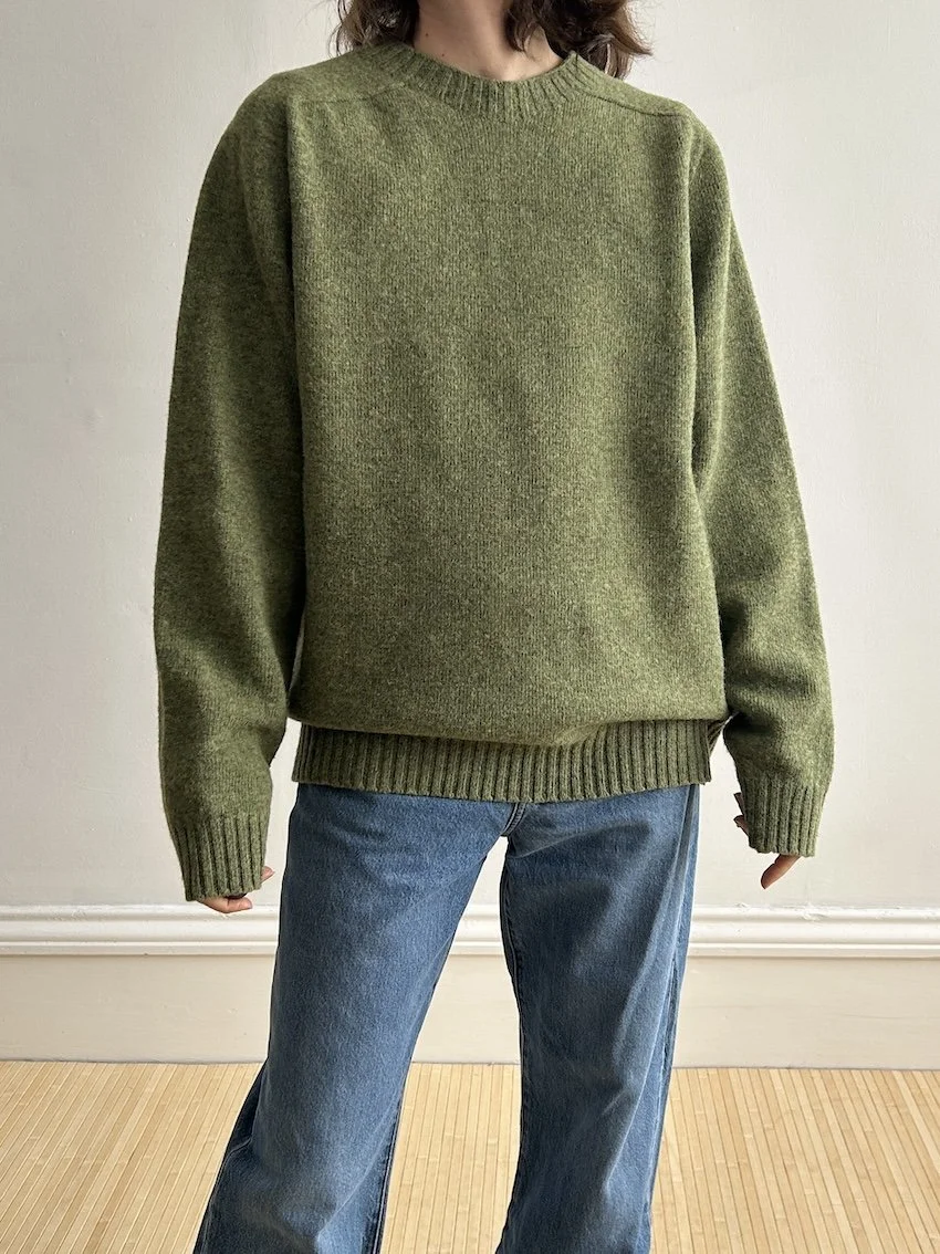 Olive Clothing Green 100% Wool Knit Jumper Size L