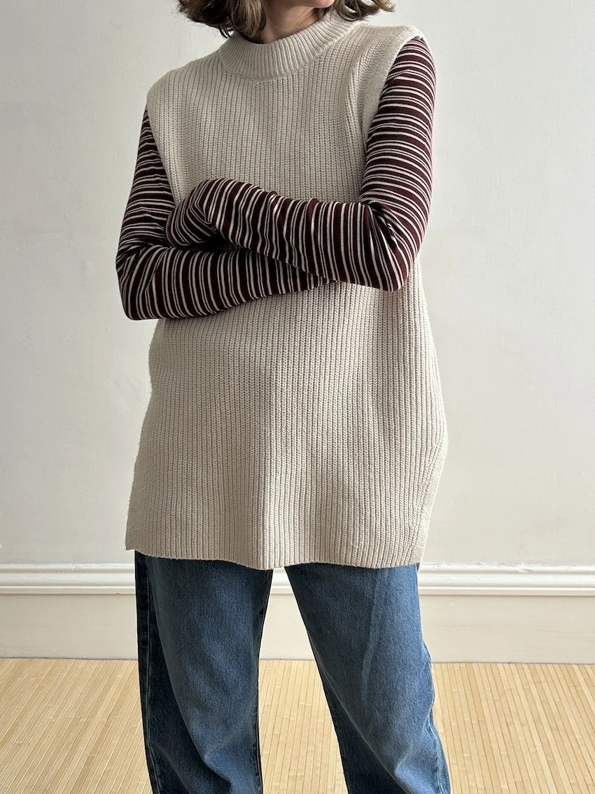 H&M Ivory Long Length Sleeveless Knit Size S