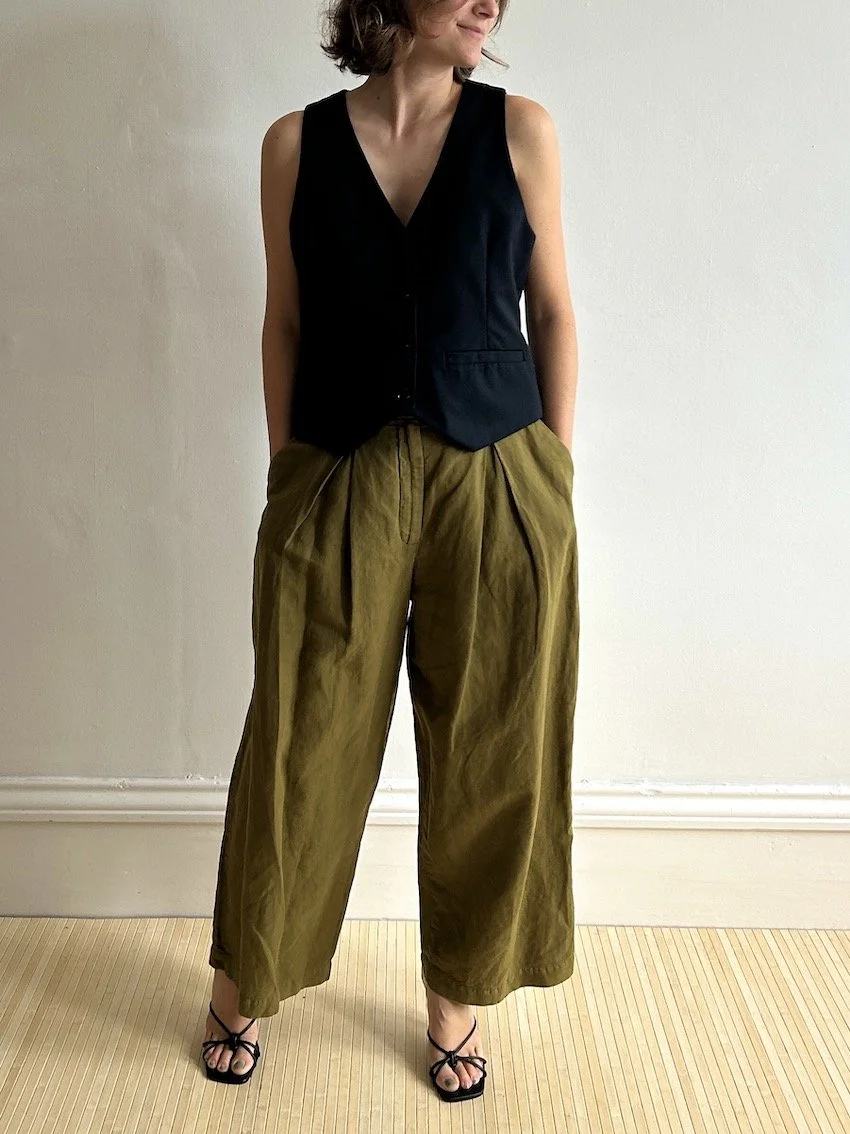 Toast Green Khaki Loose Trousers Size 10