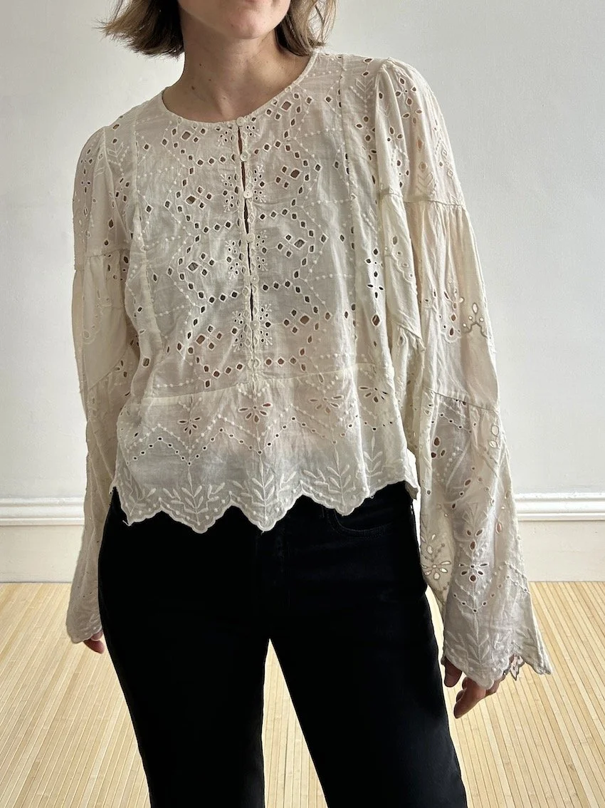 M&S X Sienna Miller Broderie Anglaise Top Size 12