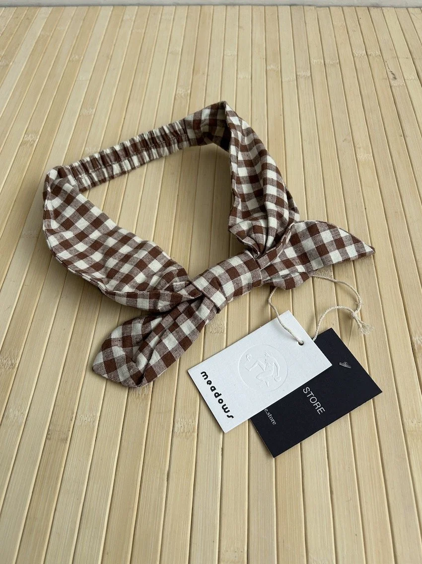 Meadows Brown Gingham Bow Headband